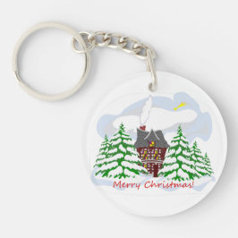 Weihnachten kommt in das Familienhaus Schlüsselanhänger