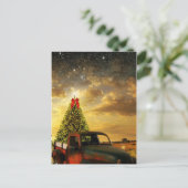 Weihnachten kommt postkarte (Stehend Vorderseite)