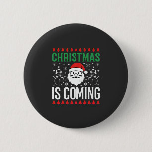 Weihnachten Kommt Santa Schneemann Button