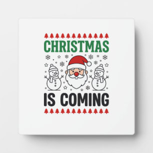 Weihnachten kommt Santa Schneemann Design Fotoplatte