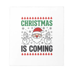 Weihnachten kommt Santa Schneemann Design Notizblock