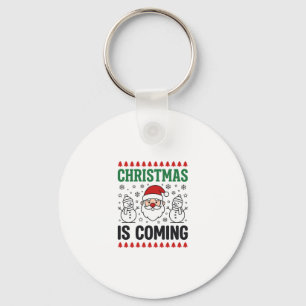 Weihnachten kommt Santa Schneemann Design Schlüsselanhänger