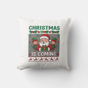 Weihnachten Kommt Weihnachtsmann Elfen Rentiere Kissen