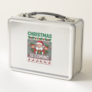 Weihnachten Kommt Weihnachtsmann Elfen Rentiere Metall Brotdose