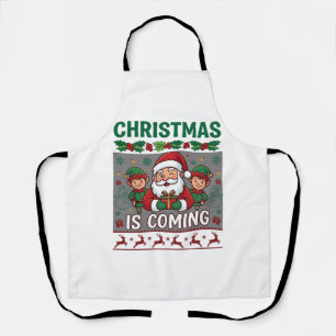 Weihnachten Kommt Weihnachtsmann Elfen Rentiere Schürze