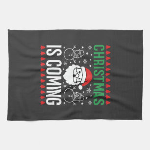 Weihnachten Kommt Weihnachtsmann Schneemann Geschirrtuch
