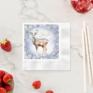 Weihnachten kommt zu uns, Rentier und Schneeflocke Serviette