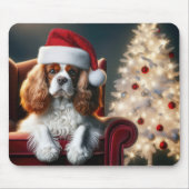 Weihnachten König Charles Spaniel auf einem roten  Mousepad (Vorne)