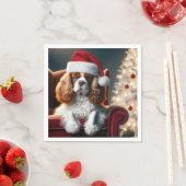 Weihnachten König Charles Spaniel auf einem roten Serviette (Beispiel)