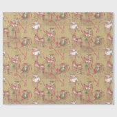 Weihnachten, Kranke Rentiere, Poinsettia Geschenkpapier (Flach)