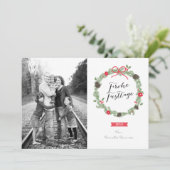 Weihnachten Kranz Foto-Karte (Stehend Vorderseite)