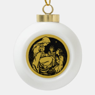 Weihnachten Krippenszene Vintage 1915 Keramik Kugel-Ornament
