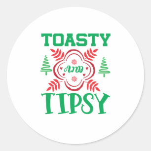 Weihnachten Kunst Toasty und Tipsy Runder Aufkleber