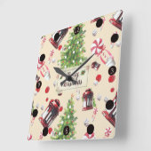 Weihnachten Kunstmuster Quadratische Wanduhr (Winkel)
