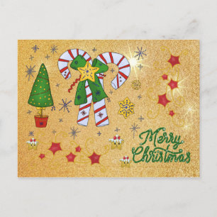 Weihnachten kunterbunt postkarte