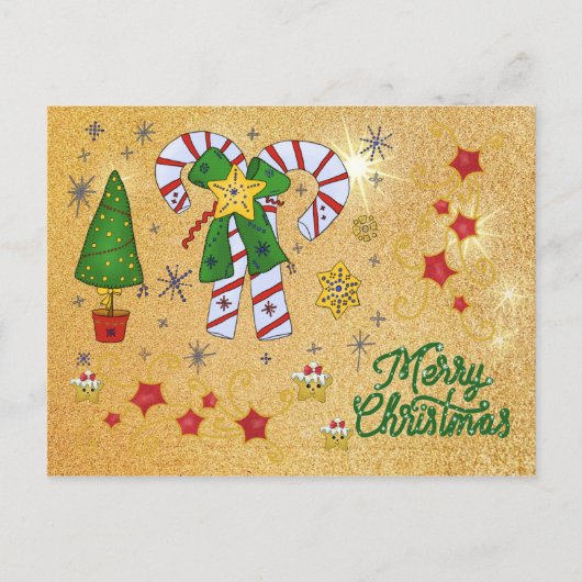 Weihnachten kunterbunt postkarte (Vorderseite)
