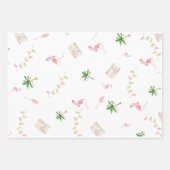 Weihnachten Küste Strand Flamingo Palmtree Geschenkpapier Set (Vorderseite)