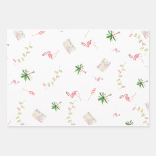 Weihnachten Küste Strand Flamingo Palmtree Geschenkpapier Set
