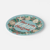 Weihnachten Küste Tropisches Meer Muschel Kranz - Pappteller (Schrägansicht)