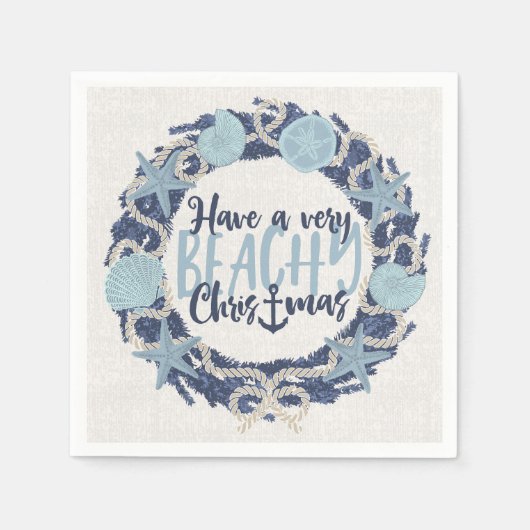 Weihnachten Küste Tropisches Meer Muschel Wreath - Serviette (Vorderseite)