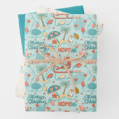 Weihnachten, Küstenfarbe, Aqua, Orange, Sand Geschenkpapier Set (Beispiel)