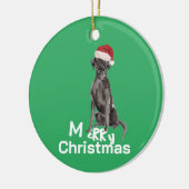Weihnachten Labrador Hund White Green Merry Gruß Keramik Ornament (Links)