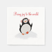 Weihnachten lächelnd Pinguin auf der Serviette (Vorderseite)