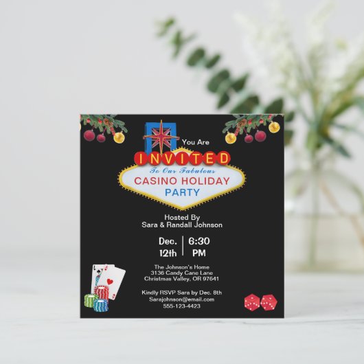 Weihnachten Las Vegas Casino Einladung (Stehend Vorderseite)