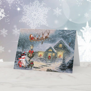 Weihnachten Lass es schneien Weihnachtsmann Schlit