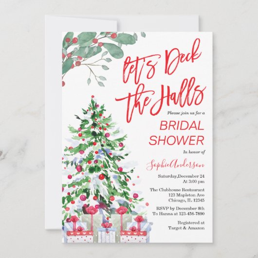 Weihnachten Lass's Deck the Halls Brautparty Einladung (Vorderseite)