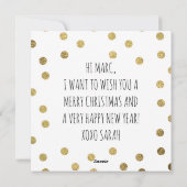 Weihnachten Lasst uns frohe Gold Foil Dots Muster  (Rückseite)