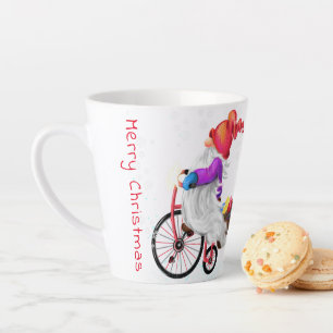 Weihnachten Latte Tasse Gnome mit Bike und Geschen