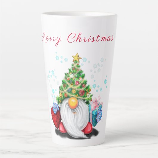 Weihnachten Latte Tasse Gnome mit Geschenk für Sie (Vorderseite)