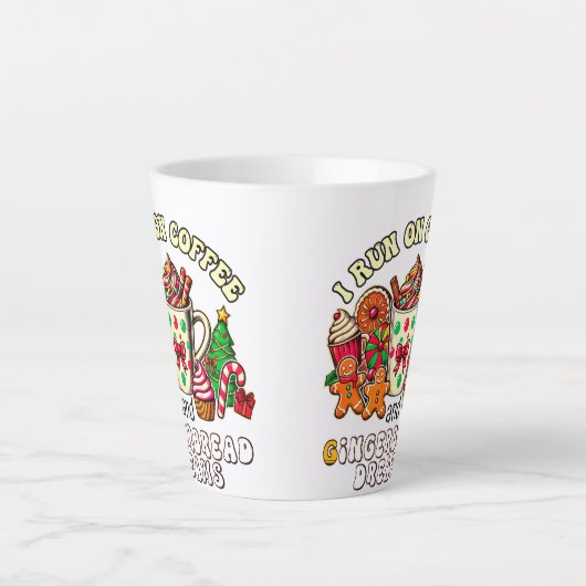 Weihnachten Latte Tasse läuft auf Kaffee und Ingwe (Vorderseite)