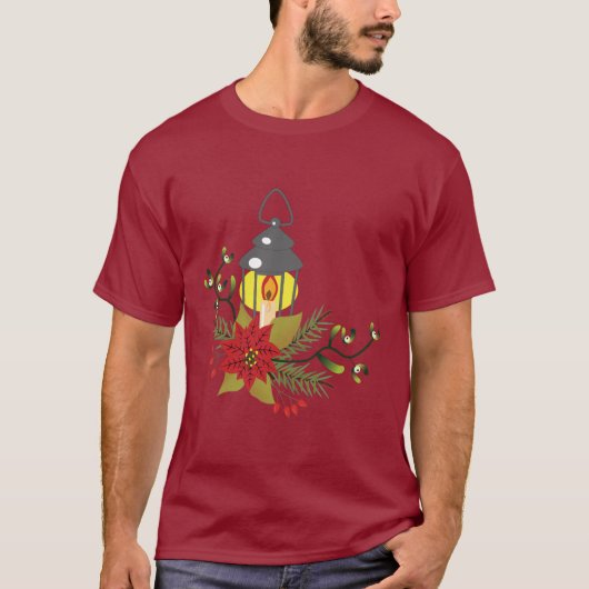 Weihnachten Lattern und Poinsettia T-Shirt (Vorderseite)