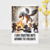 Weihnachten: Lebkuchen Dragon Roasting Nuts Karte (Gelbe Blume)