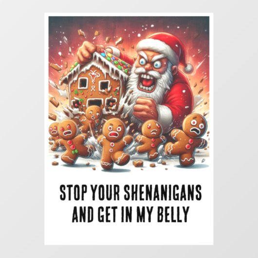 Weihnachten: Lebkuchen Männer & Hangry Santa Fensteraufkleber (Blatt)