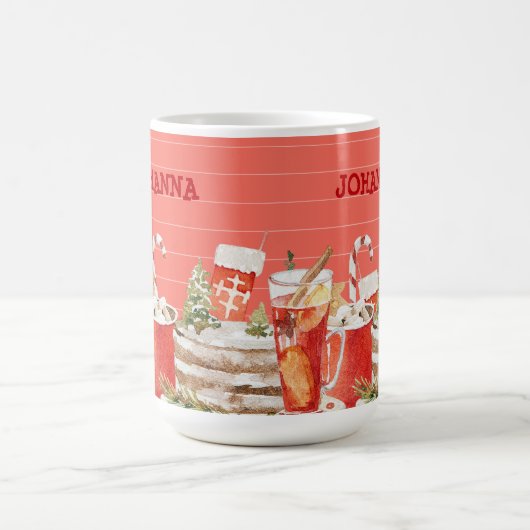 Weihnachten Leckereien Girly Niedlich Pink Wasserf Kaffeetasse (Mittel)