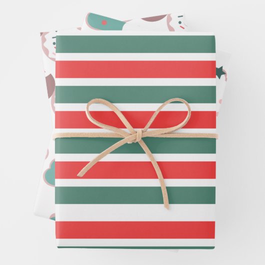 Weihnachten - Leckereien und Streifen Geschenkpapier Set (Beispiel)