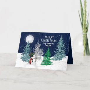 Weihnachten - Lehrer - Nachtschnee und Schneemann