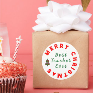 Weihnachten-Lehrer-Schätzung-Zitat-Typografie Runder Aufkleber