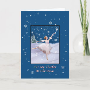 Weihnachten, Lehrer, Schnee-Königin Ballerina-Kart Feiertagskarte