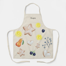 Weihnachten Lemon Ginger Brot Wasserfarbe Monogram Schürze