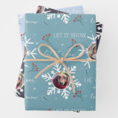 Weihnachten "Let it now" 2 Custom Foto Snowflake Geschenkpapier Set (Beispiel)