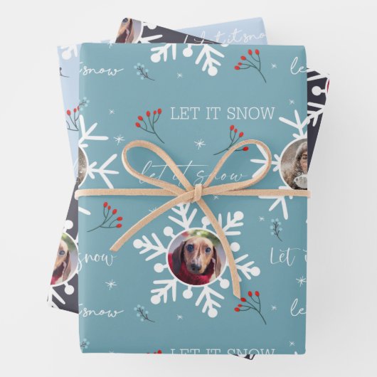Weihnachten "Let it now" 2 Custom Foto Snowflake Geschenkpapier Set (Beispiel)