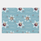 Weihnachten "Let it now" 2 Custom Foto Snowflake Geschenkpapier Set (Vorderseite)