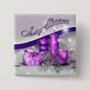 Weihnachten leuchtet lila Schein durch Button