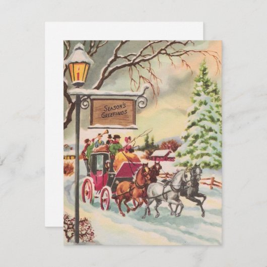 Weihnachten - Leute reiten auf einer Pferdekutsche (Vorne/Hinten)