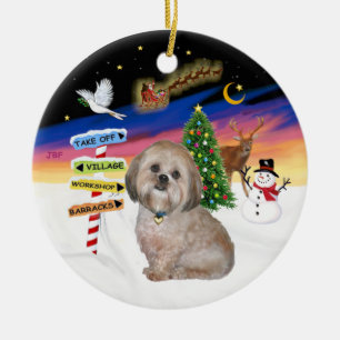 Weihnachten - Lhasa Apso (L) Keramikornament