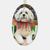 Weihnachten - Lhasa Apso - Muffie Keramikornament (Links)